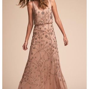 BHLDN Arcata dress blush beaded
